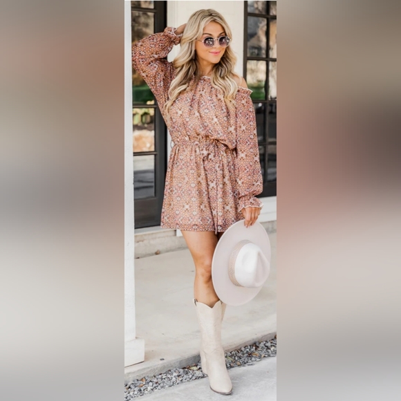 Pink Lily Dresses & Skirts - Pink Lily Humble and Kind off Shoulder  Beige Mini Dress Size 2X